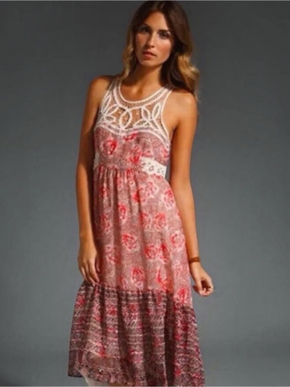 Free People | Native Rose Boho Asymmetrical Tiered Dress | 8